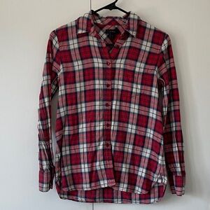 J. Crew Red and White Plaid Women's Button-Down Shirt
